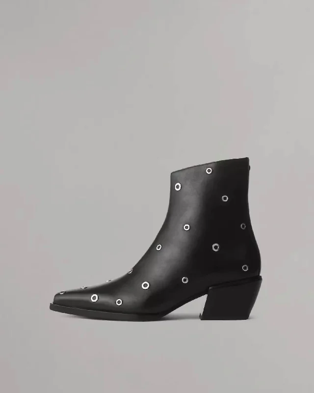 Joni Zip Bootie In Black Grommets