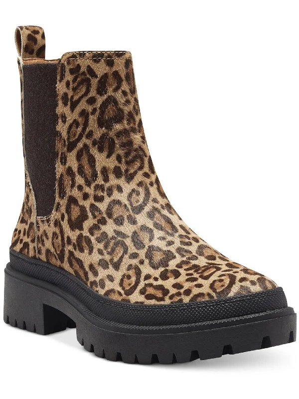 LK Emali 2 Womens Leather Animal Print Ankle Boots