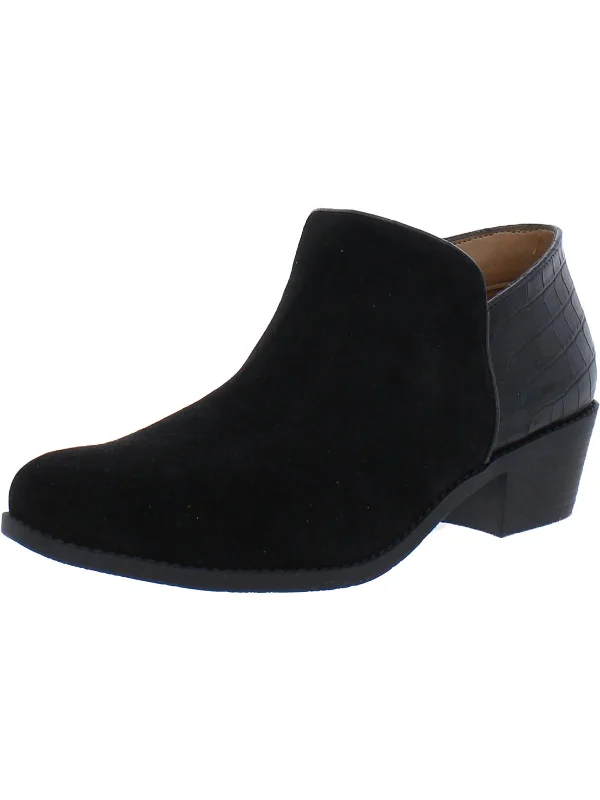 Marissa Womens Suede Embossed Booties