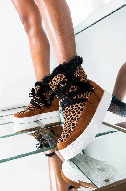 ON CLOUD 9 WEDGE BOOTIE LEOPARD