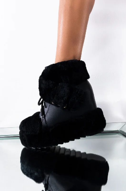 PINK DIALO FURRY BOOT BLACK