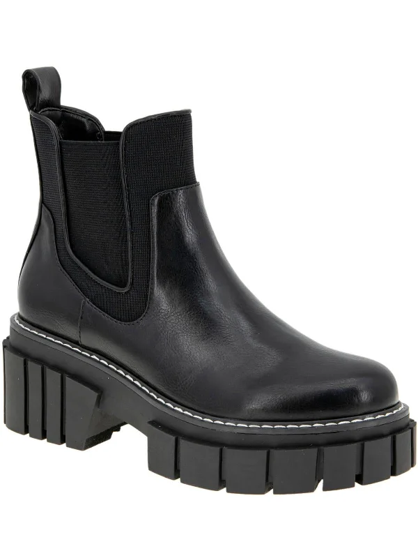 Ulysa Womens Leather Platform Ankle Boots