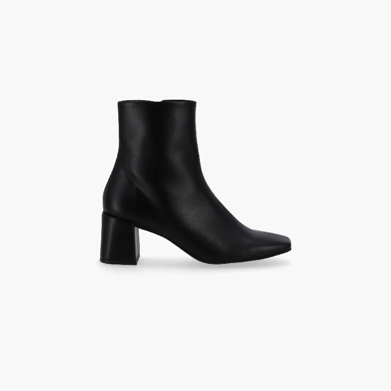 Watercolor Black Vegan Leather Ankle Boots