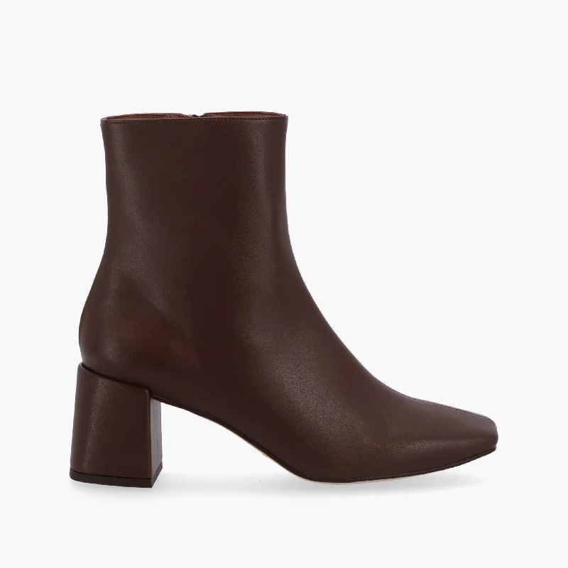 Watercolor Umber Brown Vegan Leather Ankle Boots