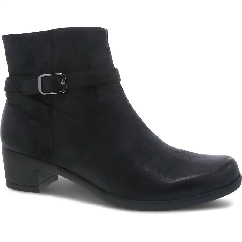 Women's Cagney Heeled Bootie - Medium Width In Black Burnished Suede