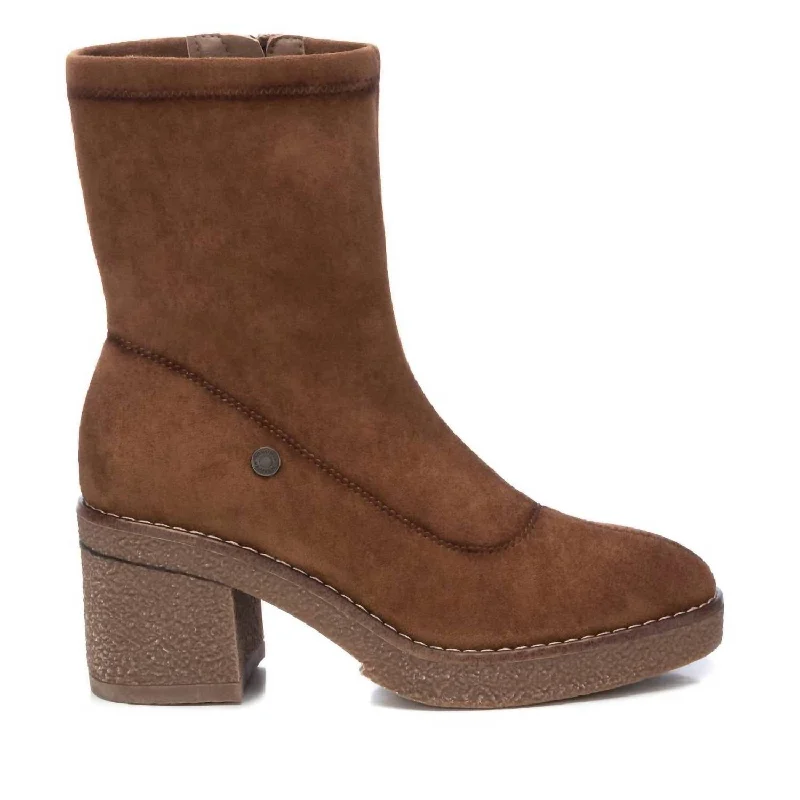 Women's Casual Booties In Camel