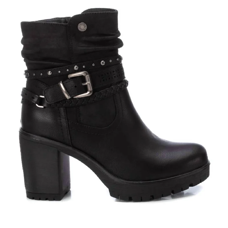 Women's Casual Heeled Booties In Black