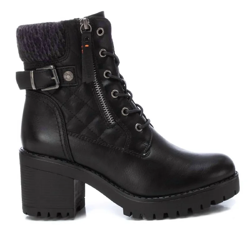 Women's Casual Heeled Booties In Black