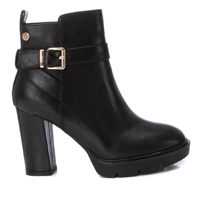 Women's Casual Heeled Booties In Black