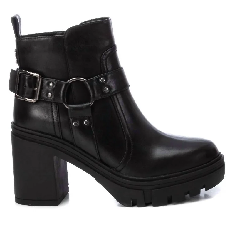 Women's Casual Heeled Booties In Black