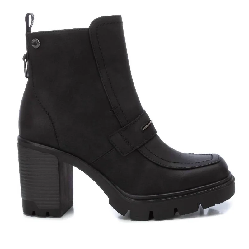 Women's Casual Heeled Booties In Black