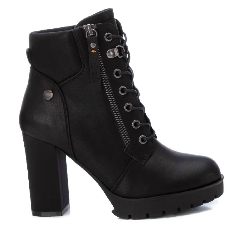 Women's Casual Heeled Booties In Black