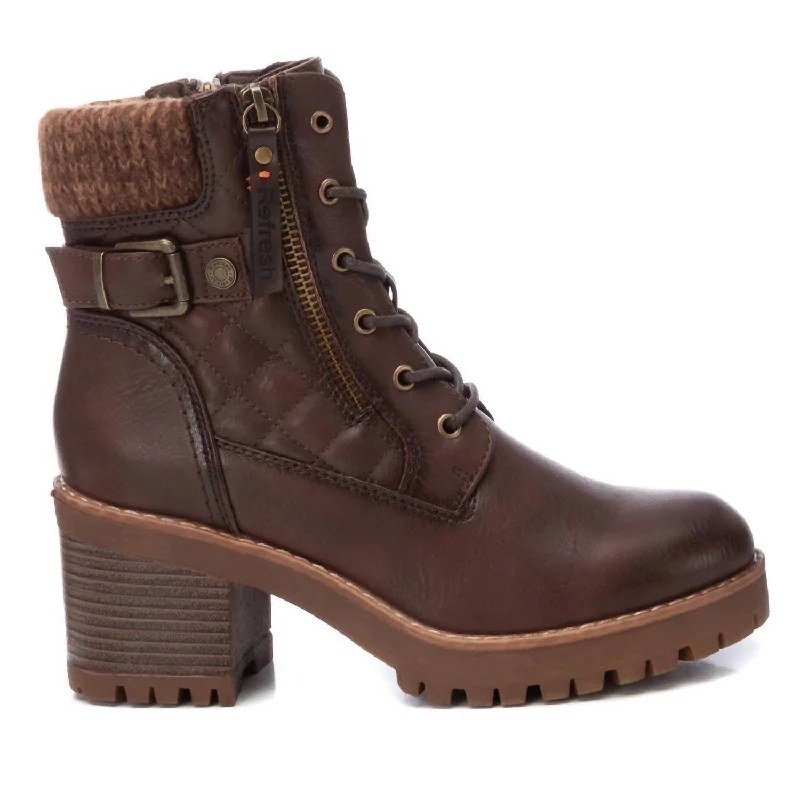 Women's Casual Heeled Booties In Brown