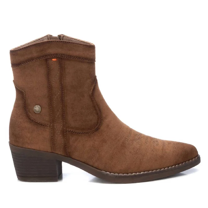 Women's Italian Western Booties In Camel